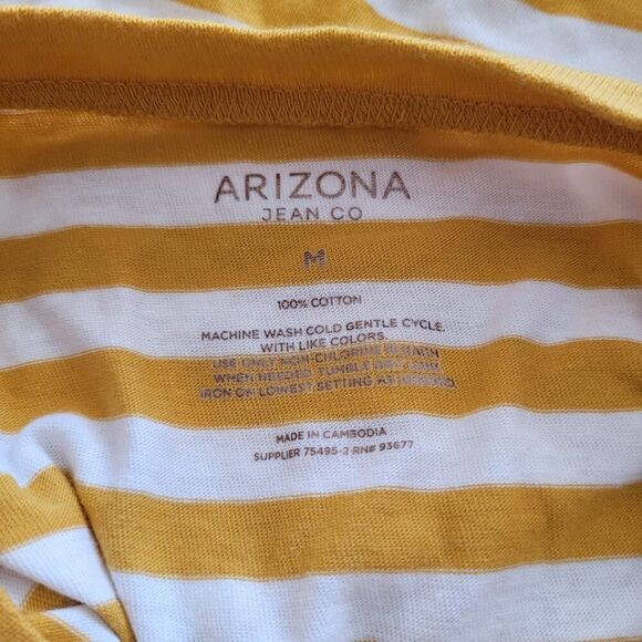 💞3 for $20💞 Arizona Jean  Co Gold Striped Long Sleeve Top Size M - Picture 3 of 5